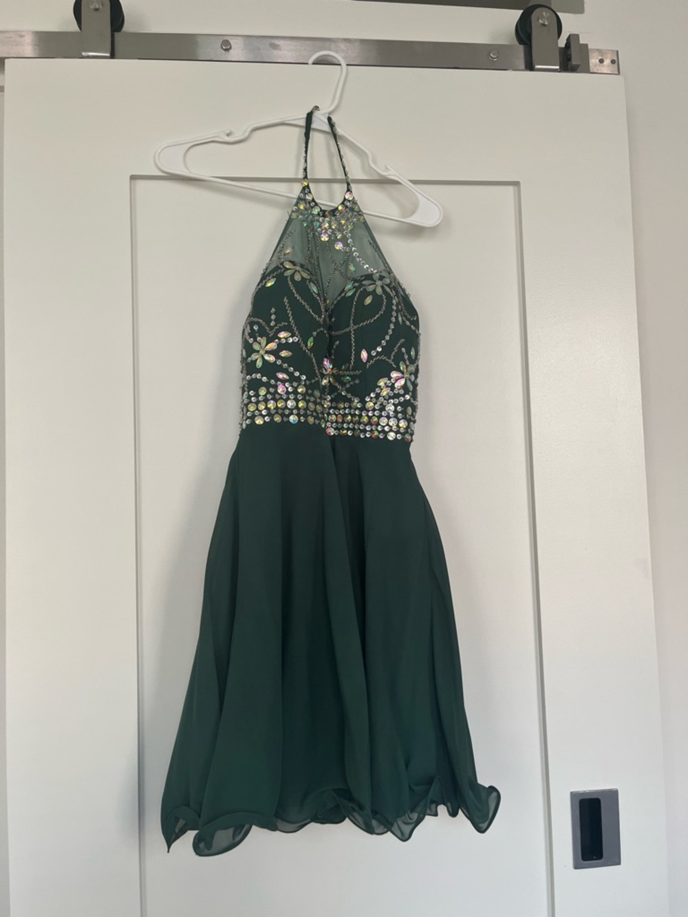 Green Beaded Halter Prom/Homecoming Dress